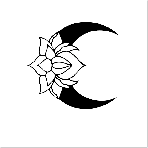 Lotus Moon (Black) Wall Art by TheCoatesCloset